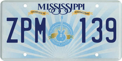 MS license plate ZPM139