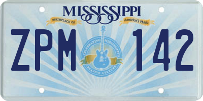 MS license plate ZPM142