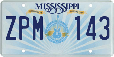 MS license plate ZPM143