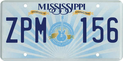 MS license plate ZPM156