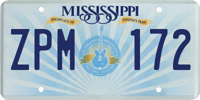 MS license plate ZPM172