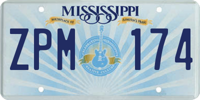 MS license plate ZPM174