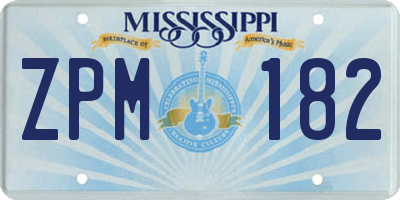 MS license plate ZPM182