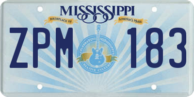 MS license plate ZPM183