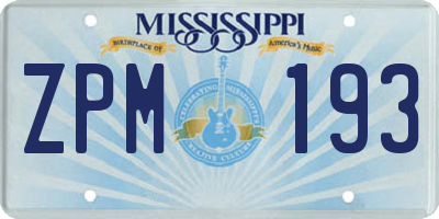 MS license plate ZPM193