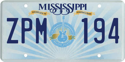 MS license plate ZPM194