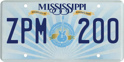 MS license plate ZPM200