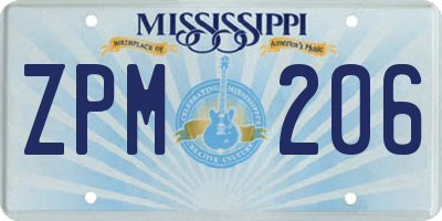 MS license plate ZPM206
