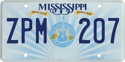 MS license plate ZPM207