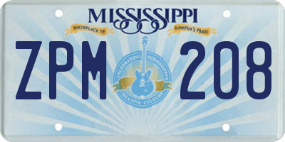 MS license plate ZPM208