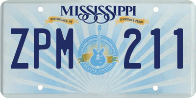 MS license plate ZPM211