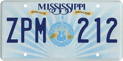MS license plate ZPM212