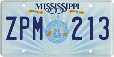 MS license plate ZPM213