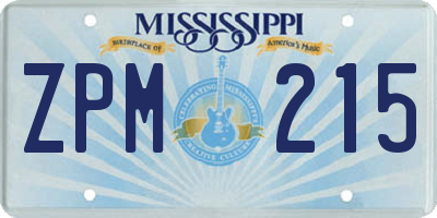 MS license plate ZPM215