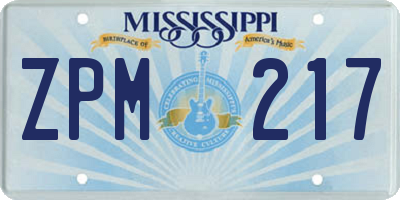 MS license plate ZPM217