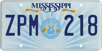 MS license plate ZPM218