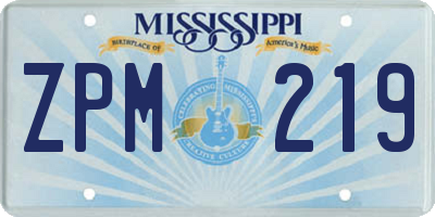 MS license plate ZPM219