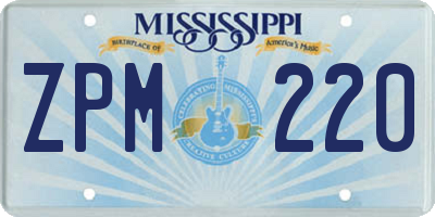 MS license plate ZPM220
