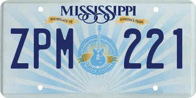 MS license plate ZPM221