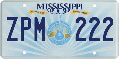 MS license plate ZPM222