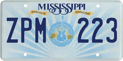MS license plate ZPM223