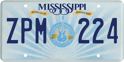 MS license plate ZPM224