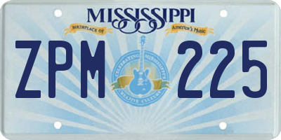 MS license plate ZPM225
