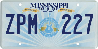 MS license plate ZPM227