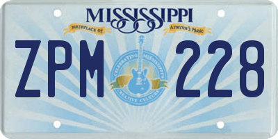 MS license plate ZPM228