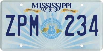 MS license plate ZPM234