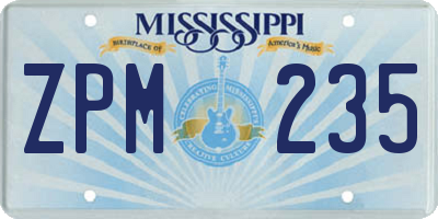 MS license plate ZPM235