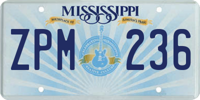 MS license plate ZPM236