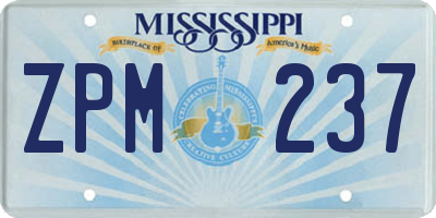 MS license plate ZPM237