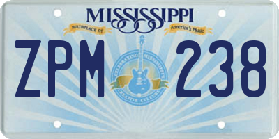 MS license plate ZPM238