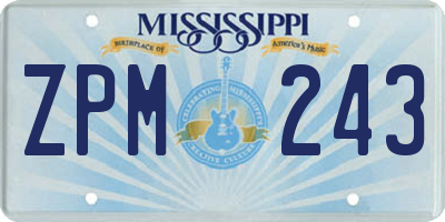 MS license plate ZPM243