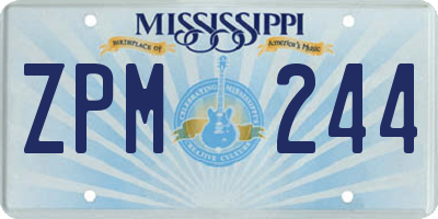 MS license plate ZPM244