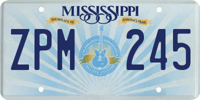 MS license plate ZPM245