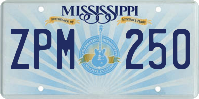 MS license plate ZPM250