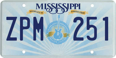 MS license plate ZPM251