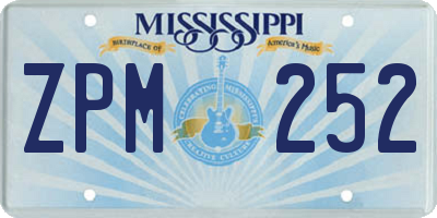 MS license plate ZPM252