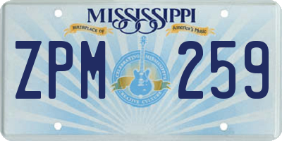 MS license plate ZPM259