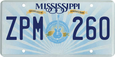 MS license plate ZPM260