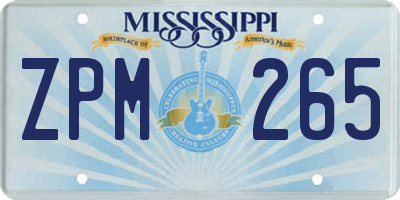 MS license plate ZPM265