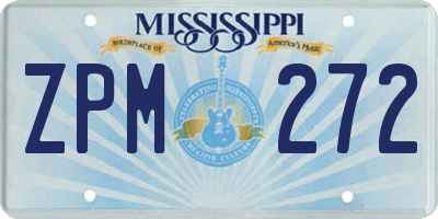 MS license plate ZPM272