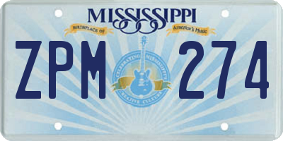 MS license plate ZPM274