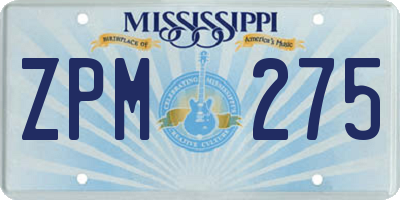 MS license plate ZPM275