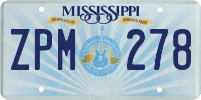 MS license plate ZPM278