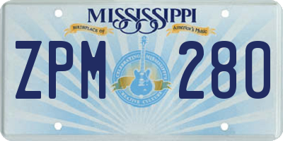 MS license plate ZPM280