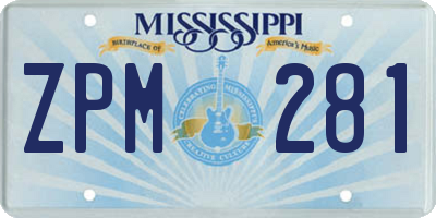 MS license plate ZPM281