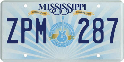 MS license plate ZPM287